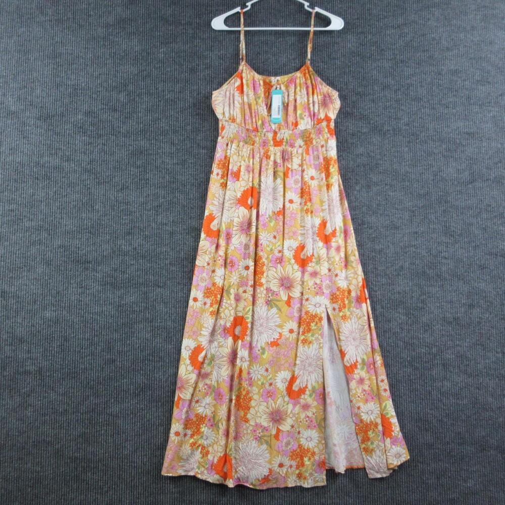 Mason & Belle Dress Womens M Beige Floral Josie Maxi Smocked Strap NWT